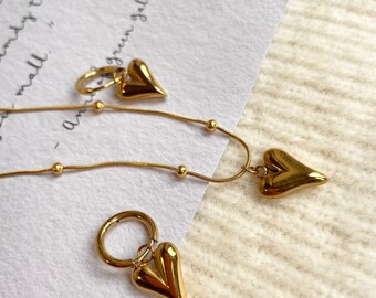 Hart gouden ketting set bijpassende oorbellen sieraden set sierlijke gouden ketting ketting eenvoudige oorbellen set delicate gouden cadeauset voor dochter