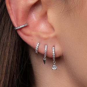 Pierced Earring Set Silver Stacking Earring Set Minimal Ear Stack for Multiple Piercing Earring Everyday Pierced Earring For Daughter Gift
