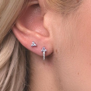 Silver Earrings Set, Silver Earring Stack, Silver Earring Set for Multiple Piercings, Silver cz Earring, Earring Gift Set for Her, Christmas