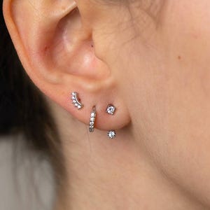 Everyday Silver Stacking Earrings, Earring Set 3 holes, Tarnish-Free Silver 925 Ear Stack for Three Piercings Earring Gift Idea For Daughter