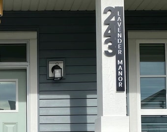 Modern Vertical House Number Sign, Aluminum Composite Address Plaque