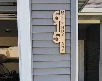 Modern Aluminum House Number Sign: Vertical Address Plaque