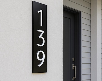 Plaque de numéro de maison moderne d'extérieur - Marqueur d'adresse en aluminium personnalisé pour l'extérieur de la maison
