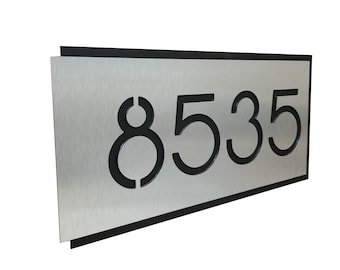Modern Aluminum Composite Address Sign, Vertical Offset Plaque
