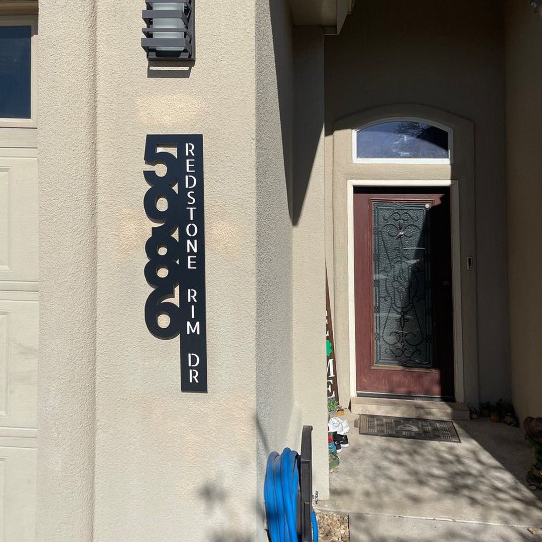 Modern House Numbers | Vertical Plaque | House Number Sign | Modern ...