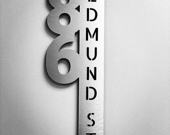 Modern Vertical House Number Sign | Aluminum Composite Plaque