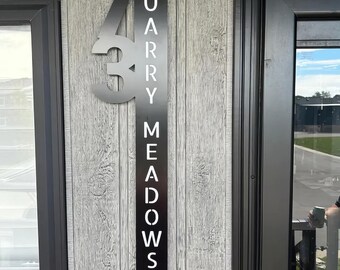 Modern aluminum House Number Sign: Vertical Address Plaque