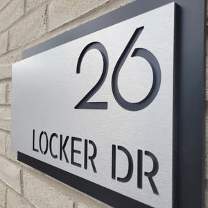 Address Sign | Modern Plaque | Aluminum Composite | Vertical offset | Custom Address Sign | Metal | Home Address Numbers | Address Plaque