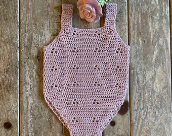 Mono de ganchillo rosa, Mono de ganchillo a mano, Traje de sol de ganchillo rosa, Mono de punto para bebé, Regalo de bebé, Regalo de baby shower, Regalo de mamá primeriza