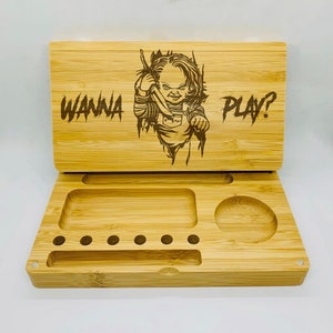 Ispirato al film horror, vassoio di bambù con incisione laser, fatto a mano, con flip magnetico, regalo personalizzato, per uomo e donna