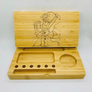 Vassoio di bambù inciso al laser fatto a mano, magnetico, stile Backflip, regalo personalizzato, scatola di scorta per uomini e donne