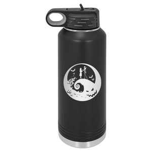 Nightmare, Jack, 40 0z Engraved Water Bottles With Straw, Personalized Insulated, Name, Custom Water Bottle, Wedding Water Bottle