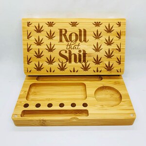 Rotolo che 420 cita Fatto a mano Fatto a mano Laser Inciso Bambù Rolling Vassoio Magnetico Backflip Stile Personalizzato Personalizzato Regalo Uomini Donne Stash Box Case