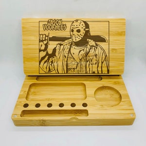 Ispirato al film horror, vassoio di bambù con incisione laser, fatto a mano, con flip magnetico, regalo personalizzato, per uomo e donna