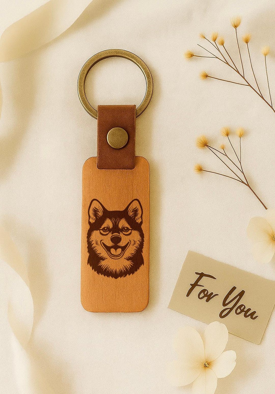 Shiba Inu Dog Keychain, Engraved Wooden Keychain, Gift for Dog Lovers ...