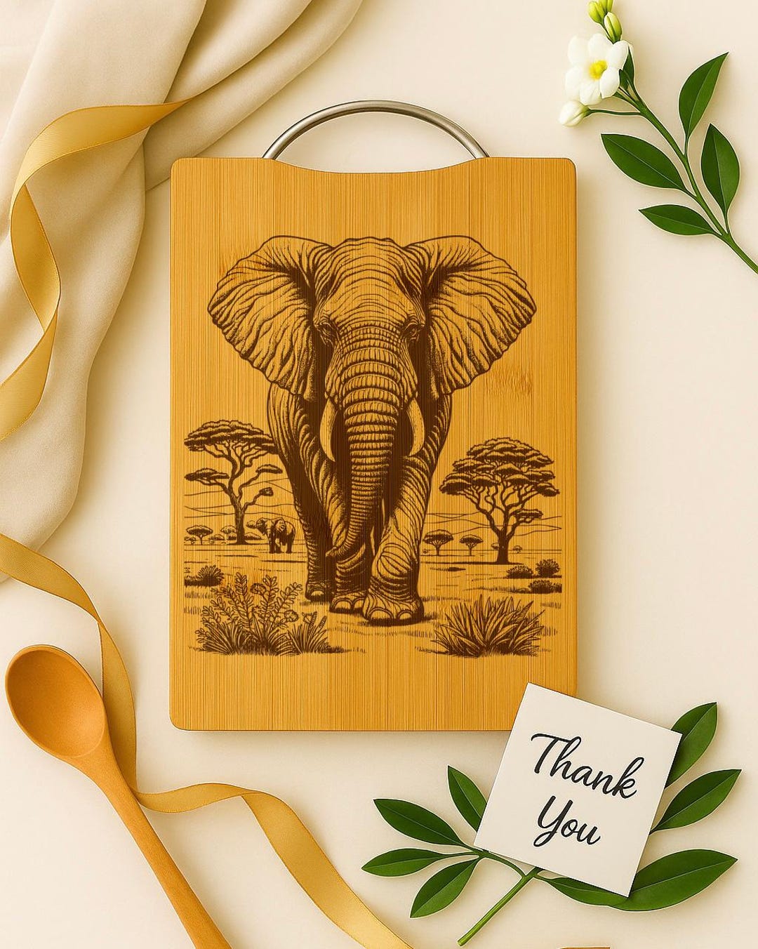 Personalized Elephant Engraved Cutting Board, Custom Wildlife Kitchen ...