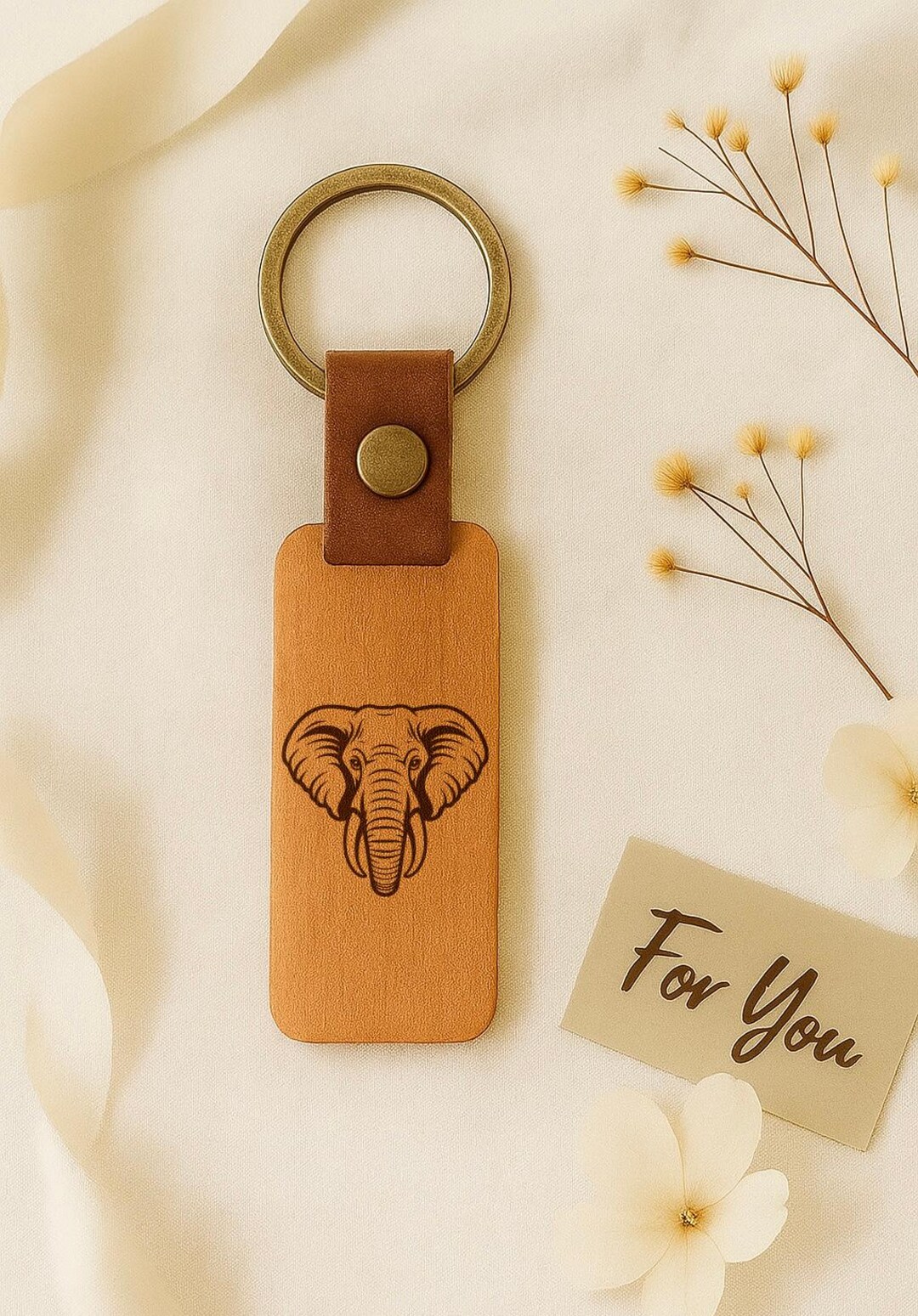 Elephant Personalized Engraved Keychain, Wooden Key Ring, Custom ...