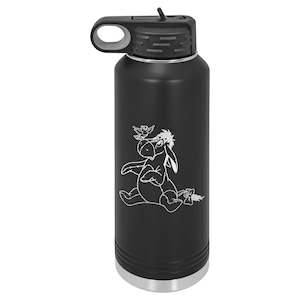 Cartoon, Donkey, 40 0z Engraved Water Bottles With Straw, Personalized Insulated, Name, Custom Water Bottle, Wedding Water Bottle