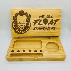 Ispirato al clown horror, vassoio di bambù con incisione laser, fatto a mano, stile backflip magnetico, regalo personalizzato personalizzato per uomo e donna