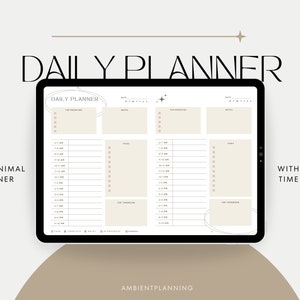 Minimale dagelijkse planner, afdrukbare en digitale planner, uurplanning, ongedateerde dagelijkse planner