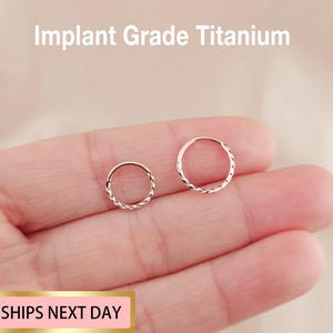Rose Gold Color Tiny Nose Hoop Titanium Implant Grade Diamond Cut Nose Ring, Hinged Segment Nose Ring Septum Clicker Ring 20G/18G/16G