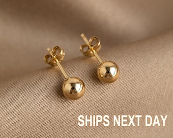 14K Gold Filled Ball Studs, Gold Filled Plain Ball Stud Earrings 3mm, 4mm, 5mm dainty gold earrings, tiny stud earrings, minimalist earrings