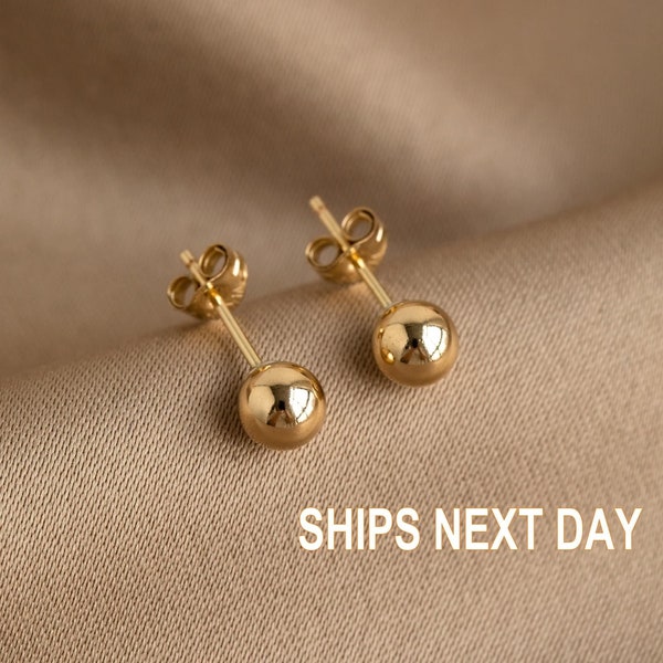14K Gold Filled Ball Studs, Gold Filled Plain Ball Stud Earrings 3mm, 4mm, 5mm dainty gold earrings, tiny stud earrings, minimalist earrings