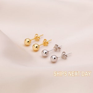 Dainty ball stud Earrings 2mm, 3mm, 4mm, 5mm, Ball gold studs - Silver studs, Tiny ball stud, Minimalist ball stud, Small stud earrings