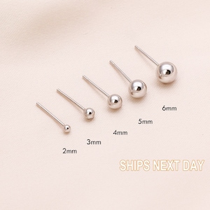 Dainty ball stud Earrings 2mm, 3mm, 4mm, 5mm, Ball gold studs - Silver studs, Tiny ball stud, Minimalist ball stud, Small stud earrings