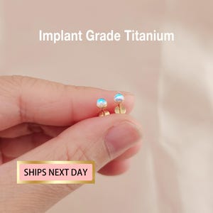 20G/18G/16G Tiny Moonstone Stud Push Pin Labret Stud tragus stud conch earring helix/cartilage piercing Disc Flat Back Stud Nose Stud