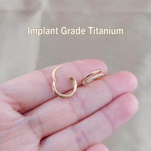16G/18G/20G Titanium CZ Paved earring hoop, Hinged Clicker Hoop Earring, Hinged Clicker, Helix Hoops, Nose Hoop, Septum Clicker Nose ring