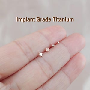 Rose gold Titanium Star Threadless Push Pin Labret, 16G 18G 20G Cartilage earring, Tragus, Flat Back Earring, Tiny Star Nose Stud, Nose ring
