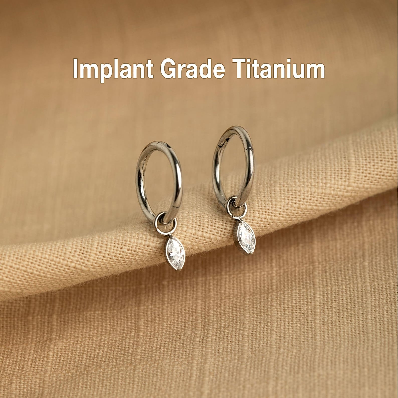 Dangle Hoop Rook Earing 16G/18G/20G Titanium Dangle Marquise Huggie Hoop, Cartilage/conch/helix ...