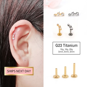 20G/18G/16G Tiny Gold Climber Cartilage Earring - tragus stud - conch earring - tragus - helix - cartilage piercing - Flat Back Stud