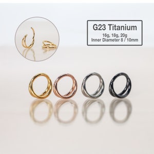 20G/18G/16G Titanium Double Hinge Hoop Hinged Segment Nose Ring Double Hoop Nose Hoop Round Earring Seamless Hinged Clicker Hoop image 1