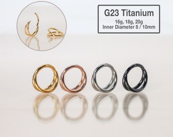 20G/18G/16G Titanium Double Hinge Hoop - Hinged Segment Nose Ring -Double Hoop Nose Hoop - Round Earring - Seamless Hinged Clicker Hoop