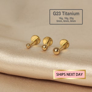 20G/18G/16G Tiny Ball Threadless Push Pin Labret Stud, 2mm/2.5mm/3mm tragus stud, conch earring, cartilage piercing, Flat Back Stud