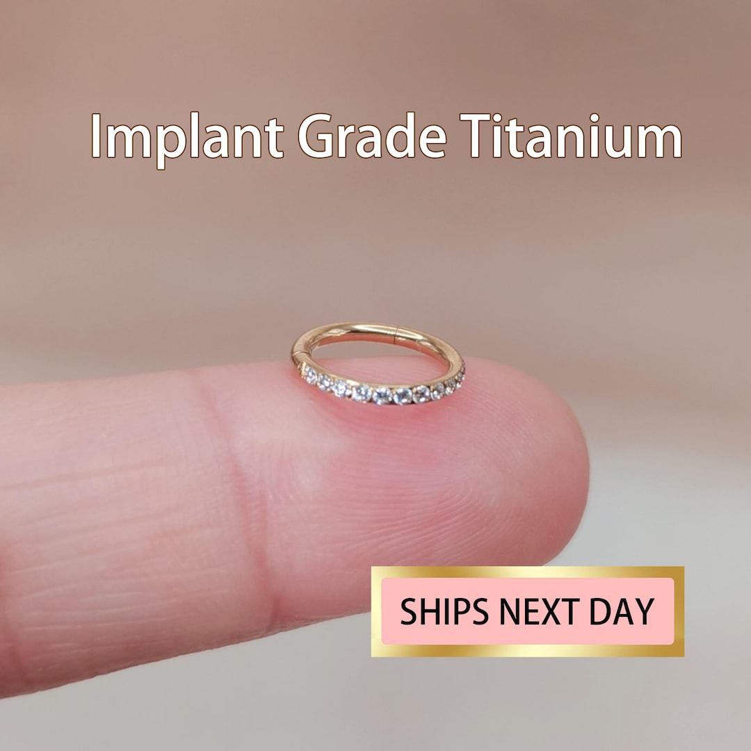 GOLD CZ 16G 8MM HOOP DOUBLE ROW CLICKER main image 1