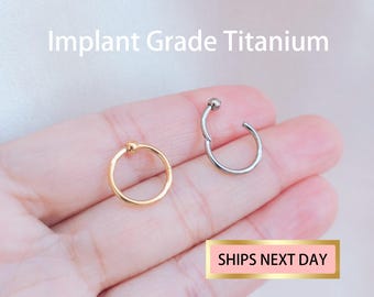 Anillo de titanio con segmento articulado BCR Clicker de 18 G, 16 G y 14 G para implantes, aro nasal, anillo de tabique con clicker de 8 mm, 10 mm y 12 mm