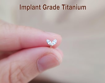 20G/18G/16G Butterfly Cz Threadless Push Pin Labret Stud, Tragus stud, Conch Earring, Helix Cartilage piercing, Flat Back Stud