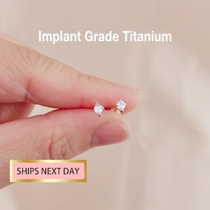 20G/18G/16G Tytanowy Romb Cz Stud Push Pin Labret Stud, Tragus Stud, Conch Kolczyk, Helix/Cartilage Piercing, Nose Stud, Kolczyk bez gwintu