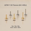 16G/18G/20G - 5mm, 6mm, 7mm, 8mm, 10mm Push Pin Titanium Labret Bar - Threadless Bar Post - Back Replacements- Flat Backs - Replacement Only