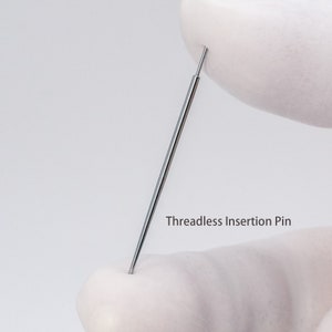 Threadless Insertion Pin 16g / 18g / 20g 316L Steel - Threadless Insertion Pin Taper - Flat Back Post Tracker - Easy Jewelry Insertion Tool