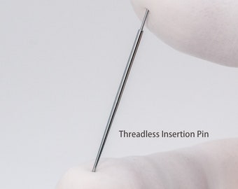 Broche d'insertion sans filetage - Acier 316L 18 g / 20 g - Broche d'insertion sans filetage conique - Tracker de poteau à dos plat - Outil d'insertion de bijoux facile