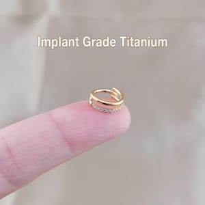 16G/18G/20G Titanium CZ Paved earring hoop, Hinged Clicker Hoop Earring, Hinged Clicker, Helix Hoops, Nose Hoop, Septum Clicker Earring hoop