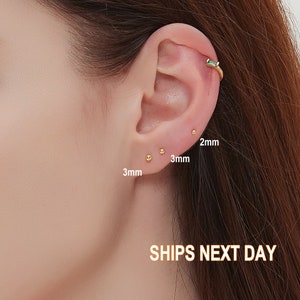 Orecchini a sfera super piccoli 1,5 mm, 2 mm, 3 mm, borchie a sfera d'oro, borchie a sfera d'argento, borchie a sfera piccole, borchie a sfera minimaliste, borchie piccole (COPPIA)
