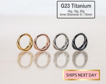 20G/18G/16G Titanium Double Hinge Hoop - Hinged Segment Nose Ring -Double Hoop Nose Hoop - Round Earring - Seamless Hinged Clicker Hoop