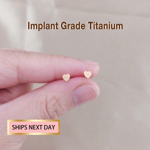 20G/18G/16G Tiny Heart Labret Flat Back Stud Titanium - tragus stud - conch earring - tragus - helix - cartilage piercing - Nose Stud