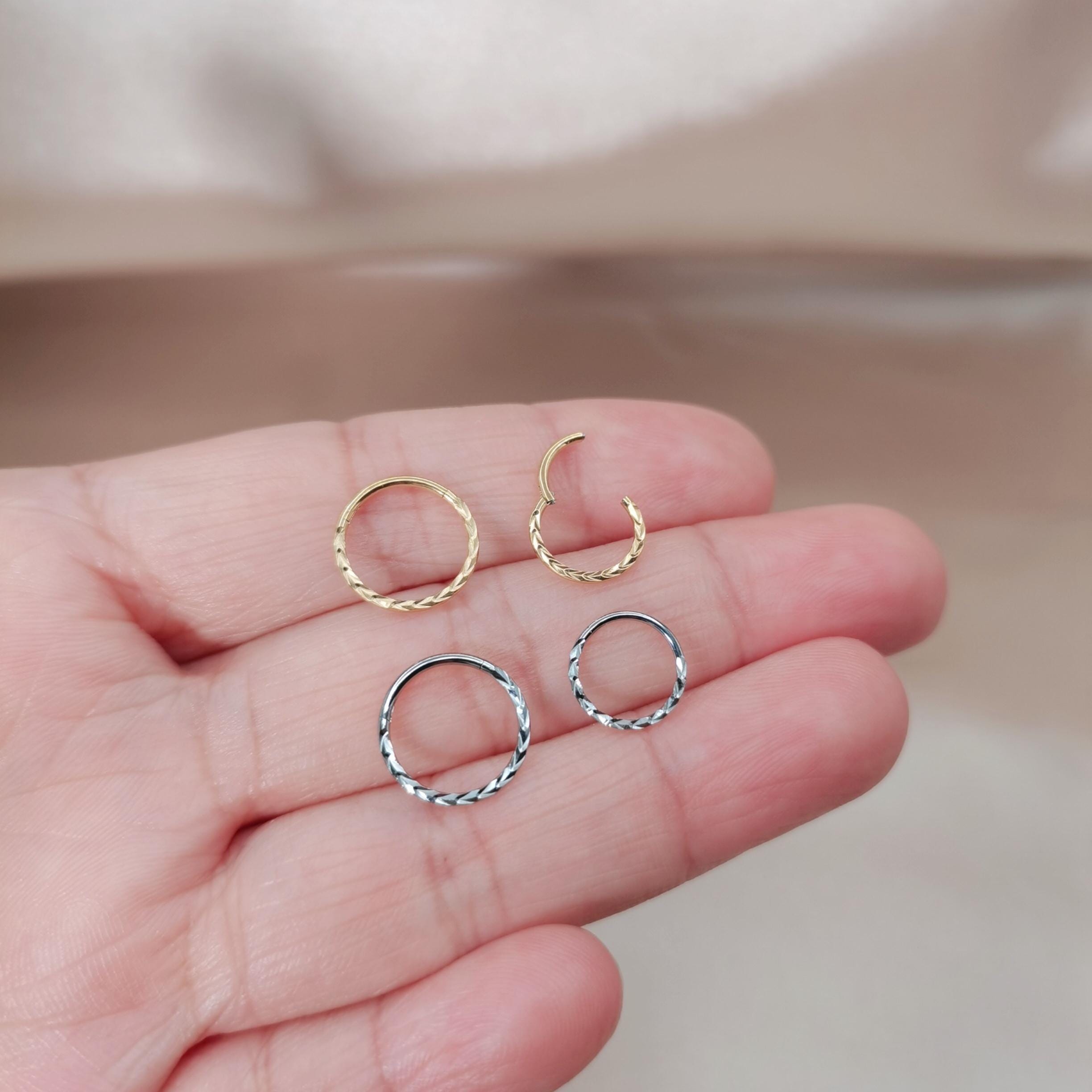 Solid Titanium Diamond Cut Nose Ring, Tiny Nose Hoop, Implant