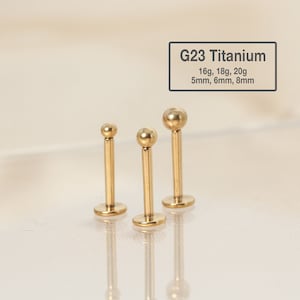 20G/18G/16G Tiny Ball Stud Push Pin Labret Stud - clou tragus - boucle d'oreille conque - piercing hélice/cartilage - clou à dos plat disque